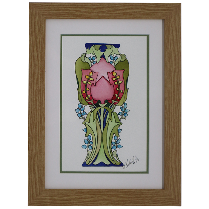 Art Nouveau - Vase + Watercolour